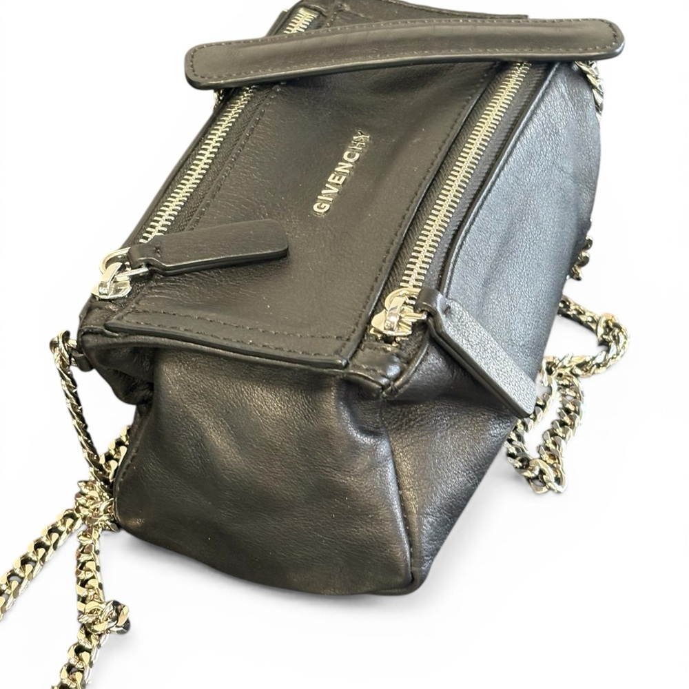 Givenchy Pandora mini Black Leather Chain Shoulder Bag with Silver Hardware